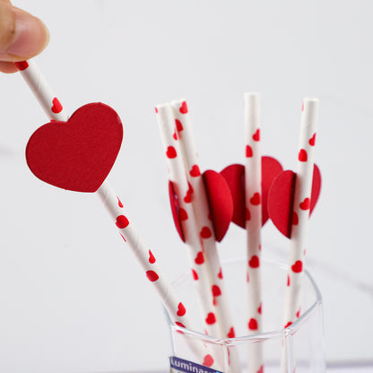 6Pcs Red/White Anniversary Heart Love Spiral Swirl Hanging Garland Balloon Straws for Valentine's Day Wedding Party Decorations