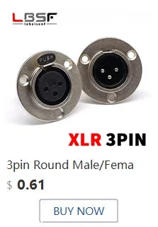 3pin black HF XLR connector 3pin D male female audio microphone socket for 86 panel YS145 YS146 YS145BG YS146BG