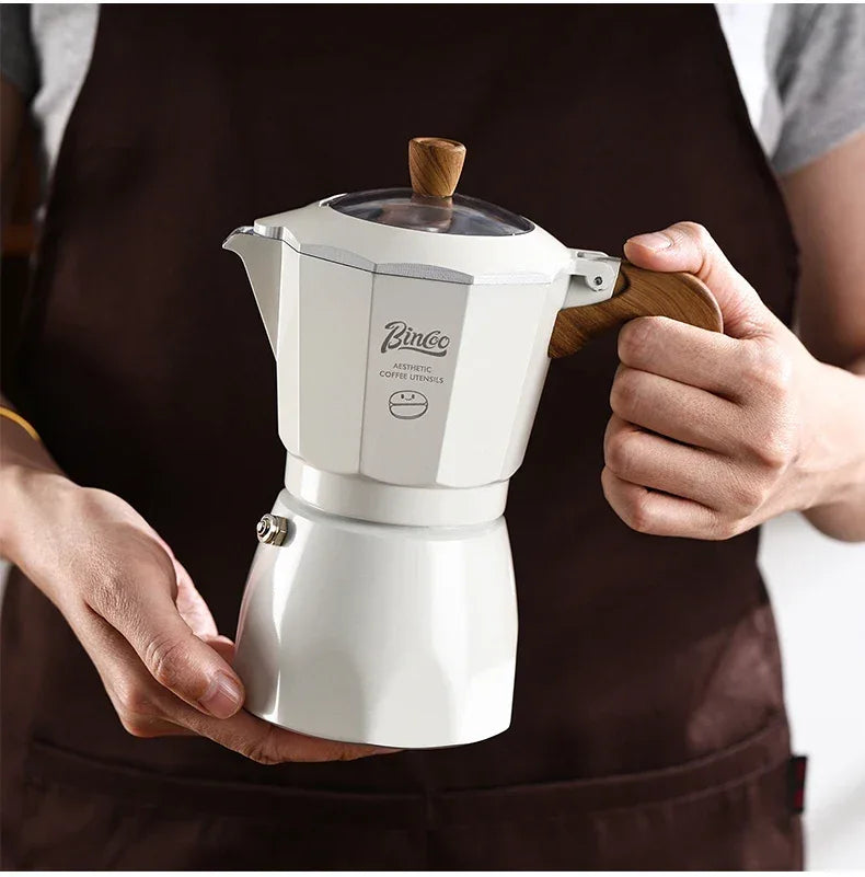 Bincoo Dual Valve Moka Pot Espresso Maker Mocha Pot Brewed Coffee Pot 220V Electric Stove Concentrated Extraction Barista Tools