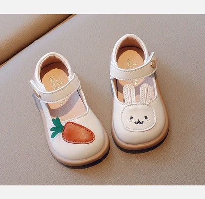 2023 New Spring Cute Bunny and Carrot Patch Children Casual Shoes for Girls Non-slip Kids Shoes Hook & Loop Breatheable Non-slip