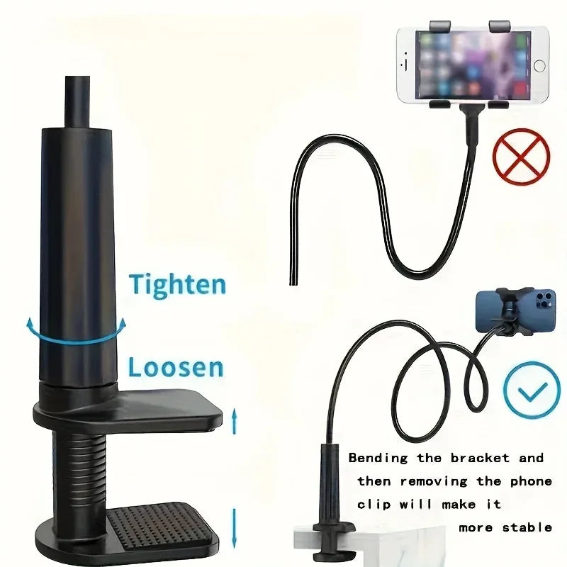 360Rotating Phone Holder Adjustable Long Arm Bed Desk Mount  Cellphone Stand 10in Multifunctional Lazy Bracket Strong Grip
