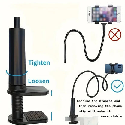 360Rotating Phone Holder Adjustable Long Arm Bed Desk Mount  Cellphone Stand 10in Multifunctional Lazy Bracket Strong Grip