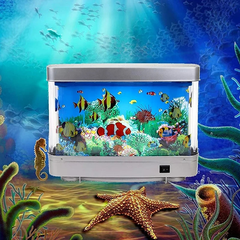 Lampe d'aquarium artificielle avec poissons tropicaux, décoration d'aquarium, océan virtuel en mouvement, veilleuse pour enfants, cadeau d'Halloween ou de Noël. Jouet