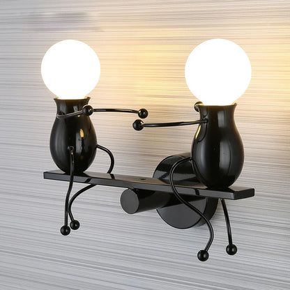 Humanoid Creative Wall Light Modern Simple Little Man Bedside Lamp Sconce Indoor Decor Hanging Lighting for Children Bedroom LED