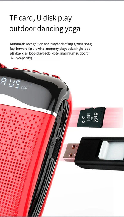 20W 2.4G Wireless / Wired Voice Amplifier Microphone Bluetooth 5.0 SpeakerTeacher School Tour Guide Portable FM Radio Megaphone