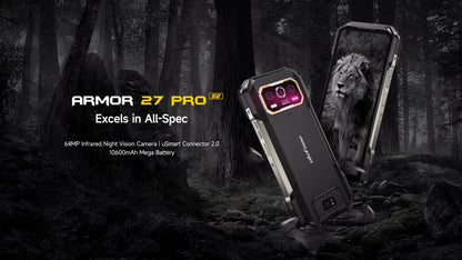 Ulefone Armor 27 Pro 5G Rugged Phone 10600mAh Smartphone 50MP Camera 64MP Night Android 15 Up to 24GB+256GB NFC Waterproof Phone