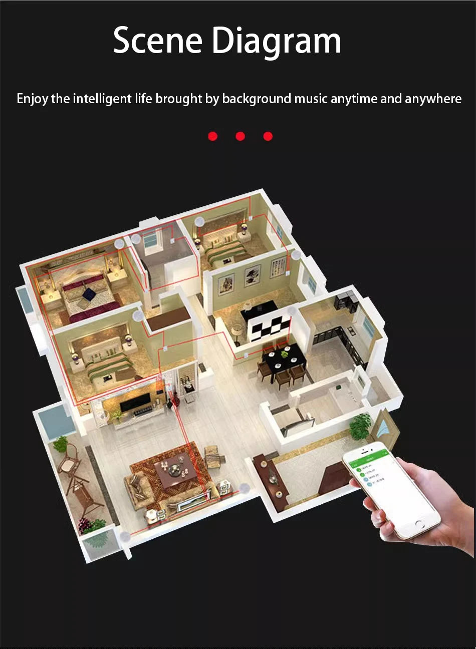 MINI touch screen TF Audio in wall amplifier home theater bluetooth control panel Background music player stereo ceiling speaker
