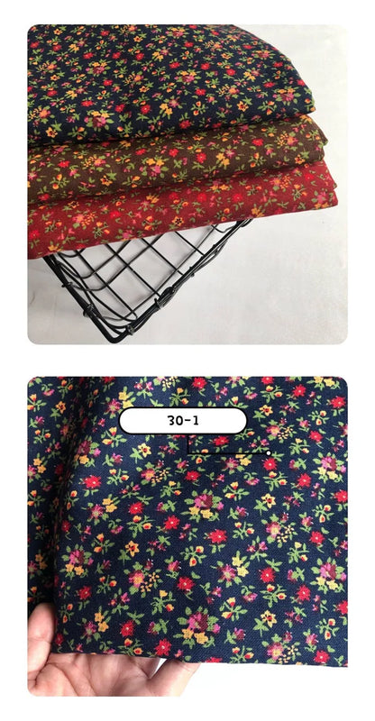 145cm Wide Printed Cotton and Linen Fabric Small Floral Patterns Retro Shirt Dress DIY Clothing Sewing Fabric 90% Cotton Content