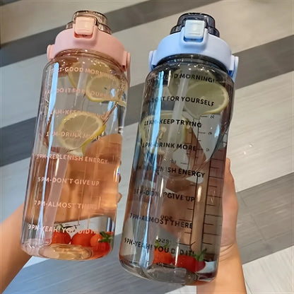 2L Portable Water Bottle Large Capacity Plastic Straw Water Cup Beverage Bottle,Outdoor Portable Sports Water Cup