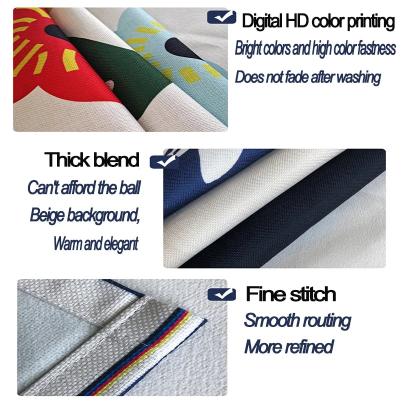 Klein blue Nordic Flower Door Curtain For living Room Bedroom Blackout Curtain Linen Fabric for Home Decoration Half Curtain