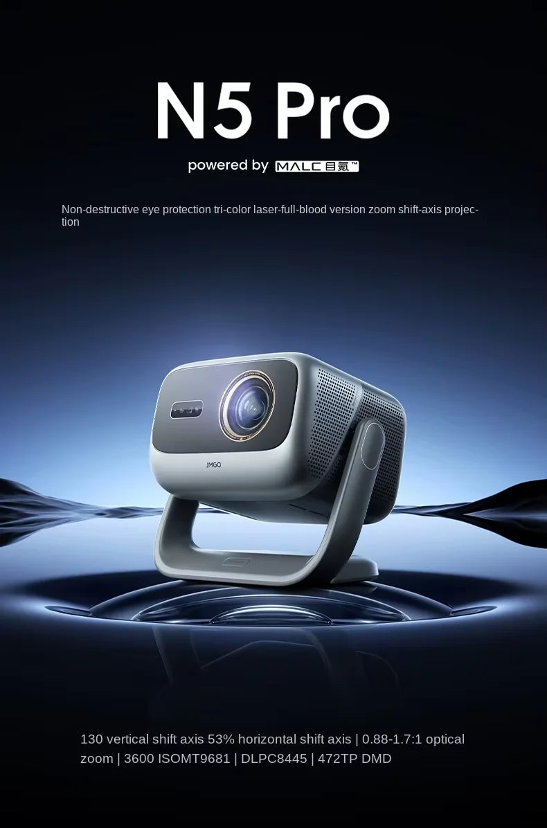 JMGO Projector N5 Pro DLP Optical Zoom Three-Color Laser Home 4K Ultra-HD Connectable Mobile Phone Screen Mirroring Android