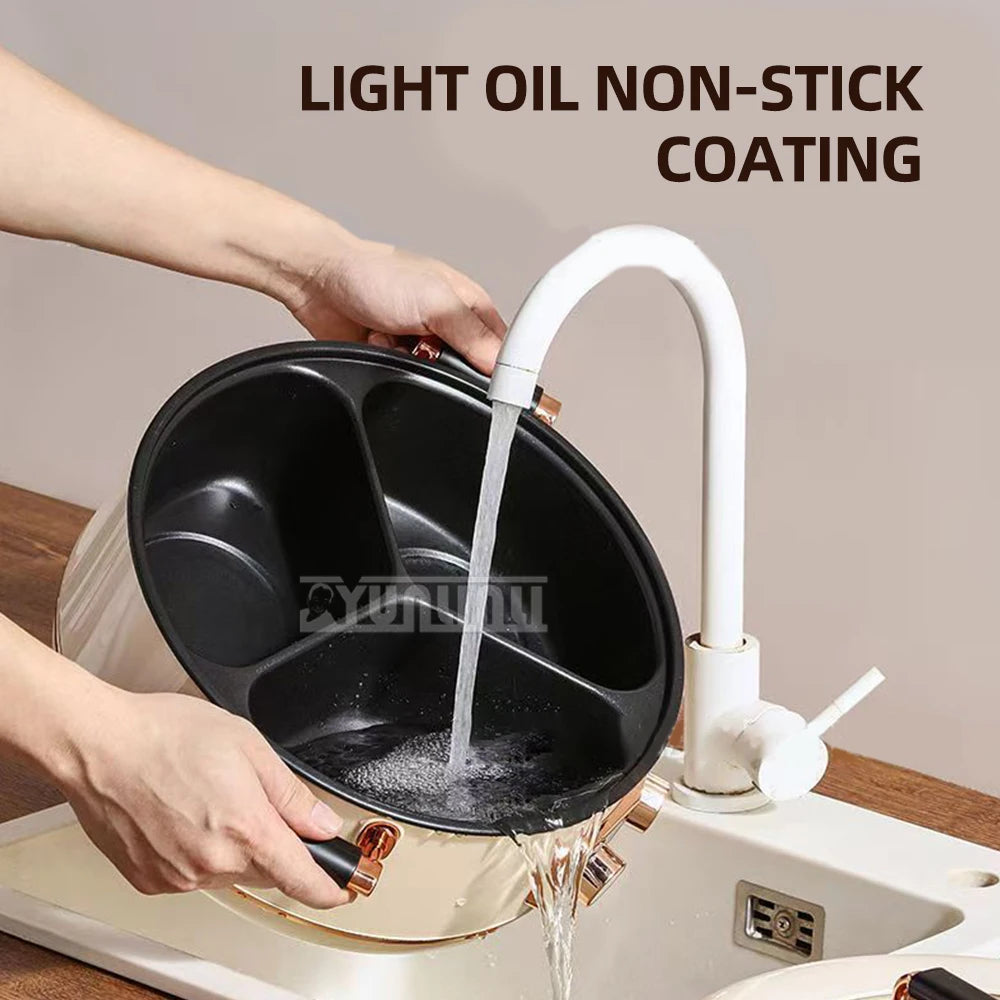 5L Electric Hot Pot High-power Cooking Electric with 3 Different Flavors Multi-functional Panela