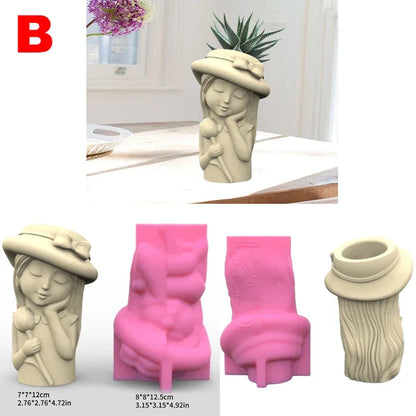 21 Types Nonstick Girls Pen Holder Mold Flower Pot Silicone Mold DIY Crafts Ornament Tool DIY Succulent Planter Mold