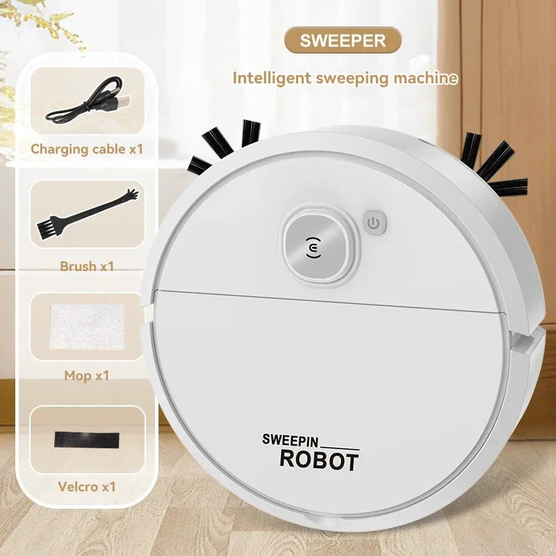 2026 3-in-1 Strong Suction Smart Sweeping Robot Rechargeable Washable Mop For Pet Hair Hard Floor Kitchen Room Sweeping Robot