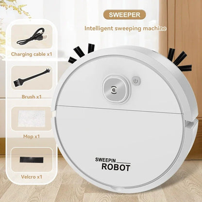 2026 3-in-1 Strong Suction Smart Sweeping Robot Rechargeable Washable Mop For Pet Hair Hard Floor Kitchen Room Sweeping Robot