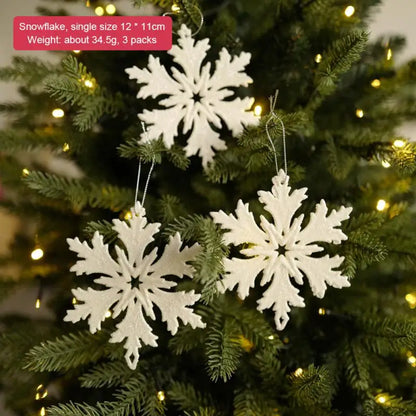 3Pcs Xmas Tree Pendants Snowflake Angel Deer Hanging Ornaments Christmas Decorations For Home Kids Toy New Year Party Decor