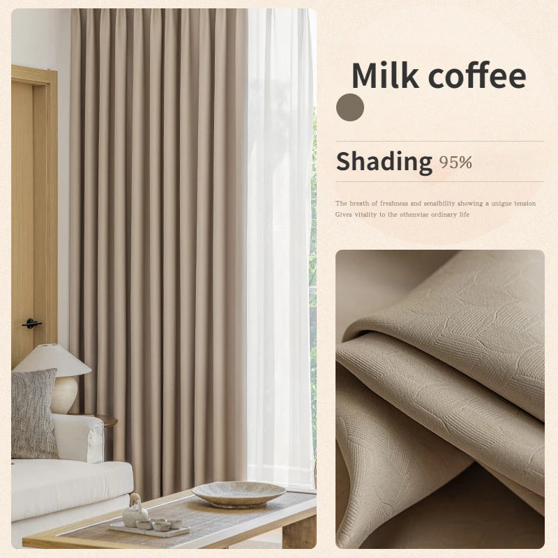 French Cream Style Bay Window Drape Bedroom Thick Full Blackout Curtain Hotel Soundproof Drapes Large Area Living Room Curtains