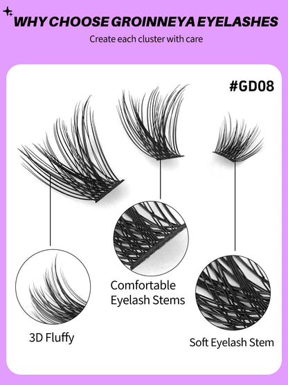 GROINNEYA Cluster Lashes Natural Eyelash extension Volume Individual Lashes Mixed Tray Faux Mink Lashes Cilias Makeup