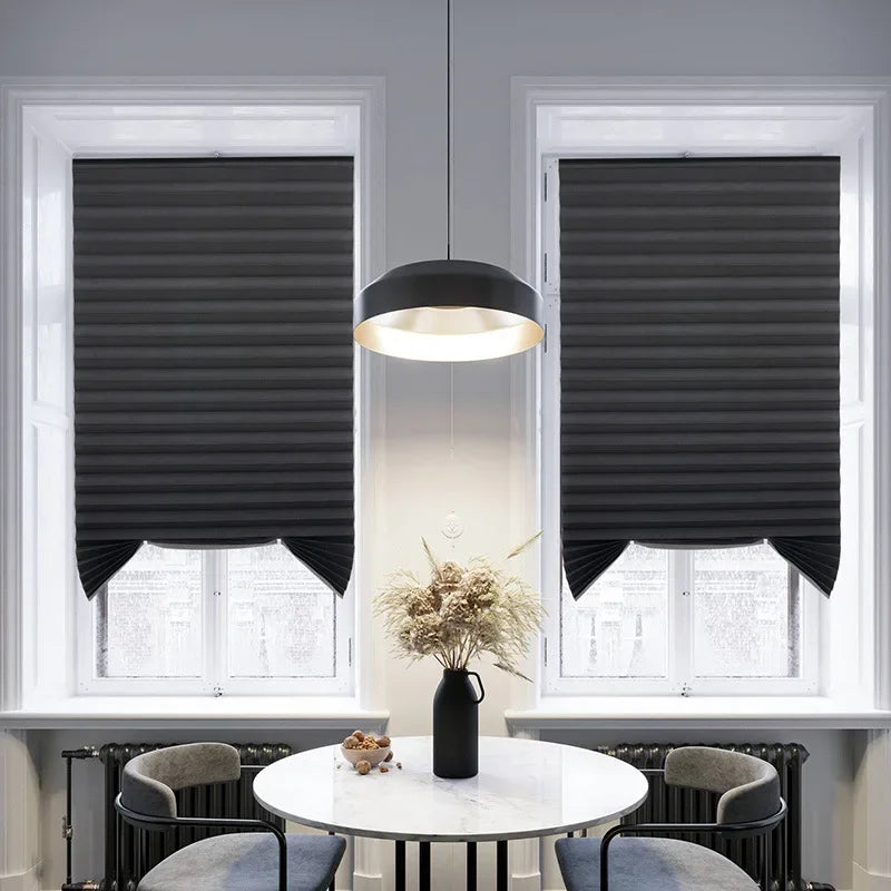 1 PC Easy Installation Window Shades Non-woven Fabric Pleated Zebra Blinds Roller Room Blackout Curtain For Living Room Balcony