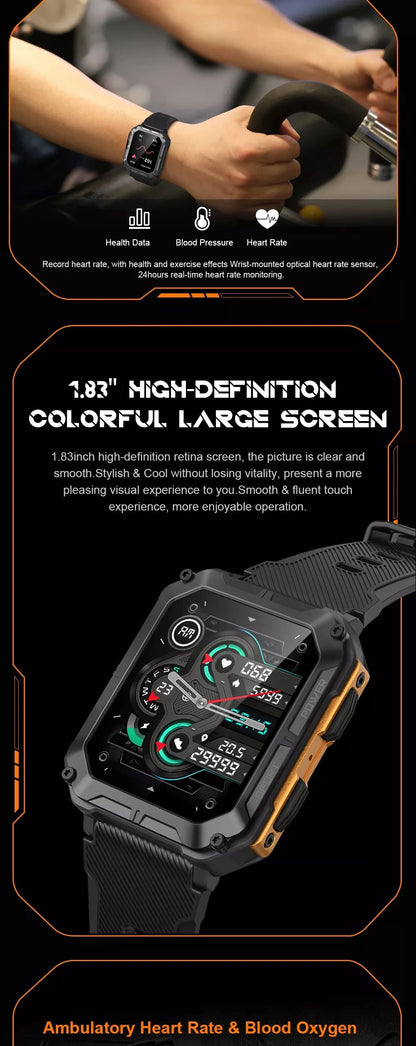Smart Watch C20 PRO 1.83 Inch Men Music BT Call Outdoor Sports Fitness Tracker Heart Rate Blood Pressure Smartwatch