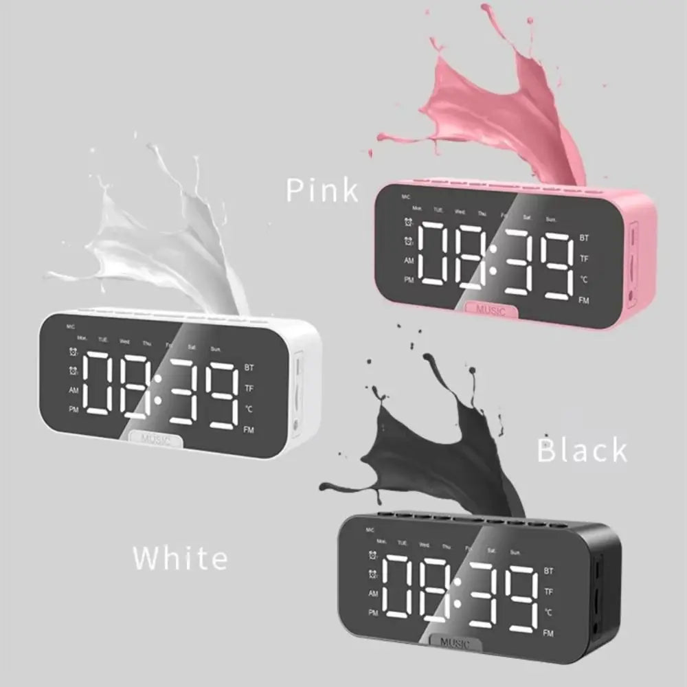 5-in-1 Digital Table Calendar LED Digital Display Sleep Timer Small Digital Clock Bluetooth with Mirror Electronic Alarm Clock