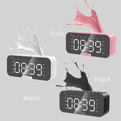 5-in-1 Digital Table Calendar LED Digital Display Sleep Timer Small Digital Clock Bluetooth with Mirror Electronic Alarm Clock