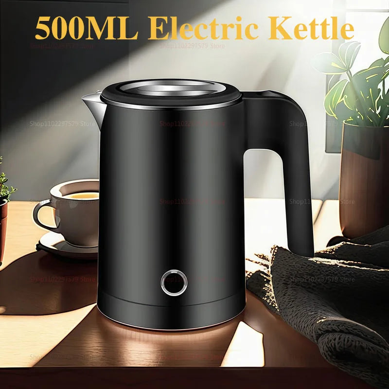 500ML Stainless Steel Portable Water Boiler Pot For Hotel Family Trip Kitchen Smart Kettle Pot Travel Electric Kettle Tea Coffee