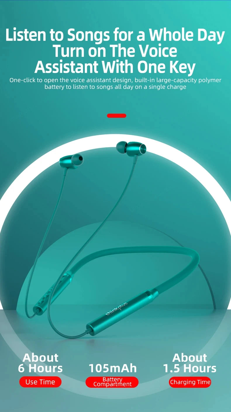 100% Origial Lenovo HE05X Bluetooth Earphones Earphone Waterproof Earplugs HIFI Sound Magnetic Neckband Headset Sports Headphone