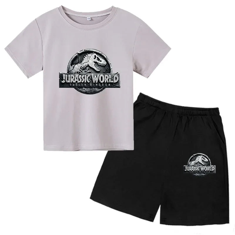 Summer Short Sleeve T Shirt +shorts 2 Piece Set Children Clothes Luxury Brand Print Sport Casual Fashion Boy Girl Kid Tracksuit