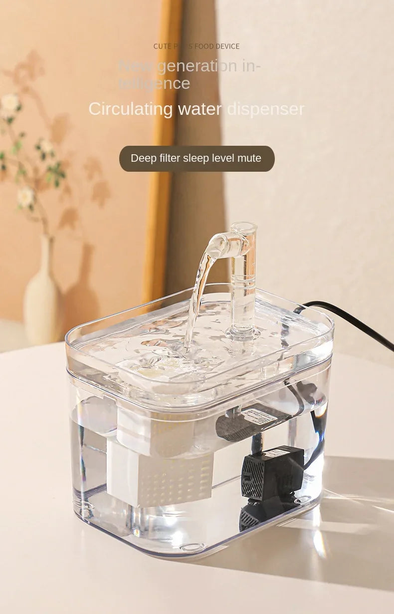 1000ml Automatic Pet Water Fountain Transparent USB Power Cat Water Dispenser for Indoor Dog and Cat Water Feeding Supplies