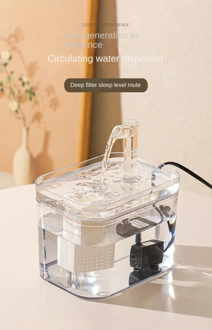 1000ml Automatic Pet Water Fountain Transparent USB Power Cat Water Dispenser for Indoor Dog and Cat Water Feeding Supplies