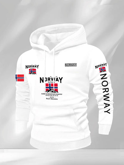 Norway Autumn winter models Men's Fleece windproof Warm 100%Cotton Oversized Hoodie Outdoor Commuter Men's High Elastic top