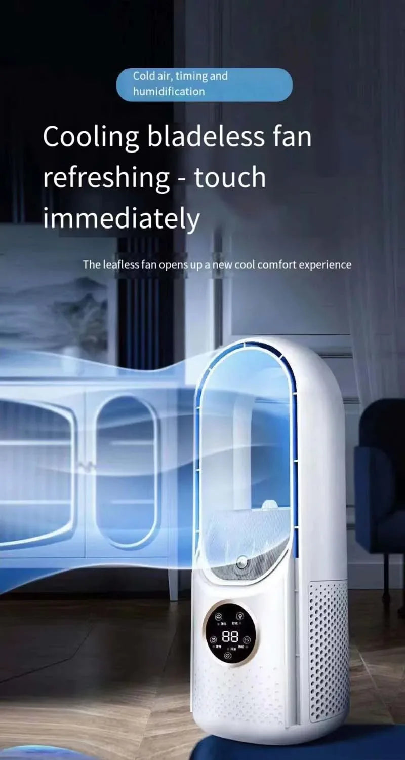 Bladeless Fan Air Cooler Portable Led Display Desktop Fanless Bladeless Cooler Cooling Six Gear Adjustable Fan Office Bedroom