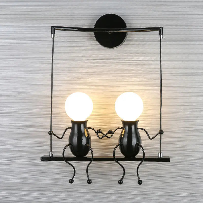 Humanoid Creative Wall Light Modern Simple Little Man Bedside Lamp Sconce Indoor Decor Hanging Lighting for Children Bedroom LED