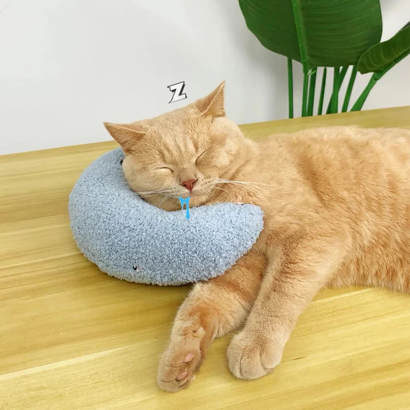 Warm Fluffy Pet Neck Pillow Comfortable U-Shaped Cushion for Cats Dogs Anxiety Relief and Deep Sleep