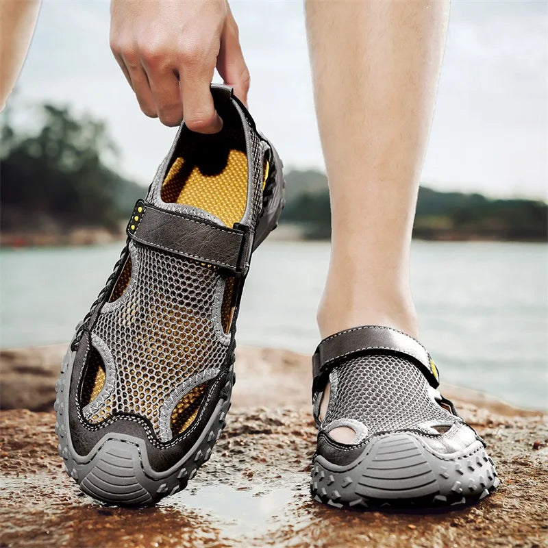Summer Men Sandals Genuine Leather Mens Casual Shoes Outdoor Men Leather Sandals for Men Beach Shoes Roman mens Shoes