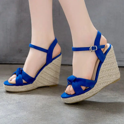 REAVE CAT Brand Women Sandals Open Toe Flock Suede Wedges 11cm Platform Buckle Strap Big Size 44 45 46 Soft Leisure Daily Shoes