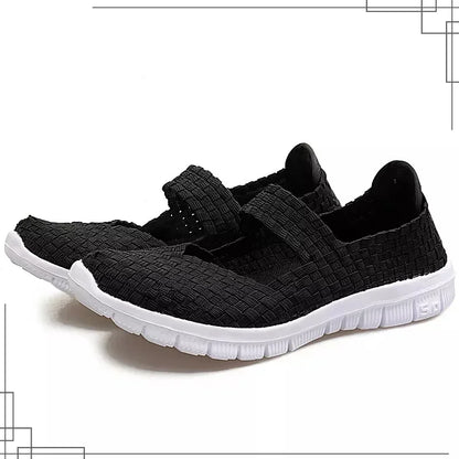 Plus Size Women Flat Shoes  Fashion Elastic Band Weave Shoes Women Comfort Flat Shoes Women Casual Loafers Zapatos De Mujer