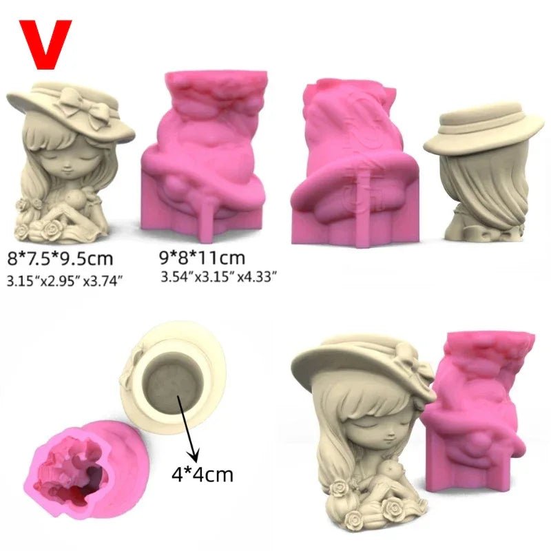 21 Types Nonstick Girls Pen Holder Mold Flower Pot Silicone Mold DIY Crafts Ornament Tool DIY Succulent Planter Mold