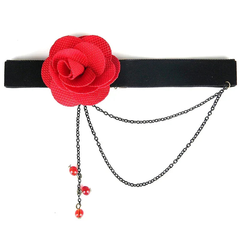 Gothic Victorian Black Lace Necklace Women Girl Boho Crystal Tassel Sexy Lace Choker Steampunk Dark Loli Style Halloween Jewelry