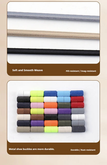 17 colors Round Elastic Laces without ties Metal Buckle Shoelace Sneakers Quick shoelaces Shoe Accessories 1Pair/2Pair