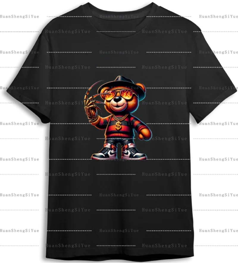 Teddy Bear Street Style Ironing Sticker Clothes DTF Fashion T-shirt Hoodie DIY Hot Transfer Printing Hot Sticker Waterproof