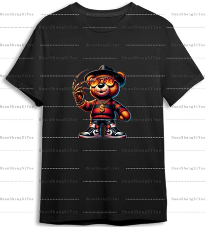 Teddy Bear Street Style Ironing Sticker Clothes DTF Fashion T-shirt Hoodie DIY Hot Transfer Printing Hot Sticker Waterproof