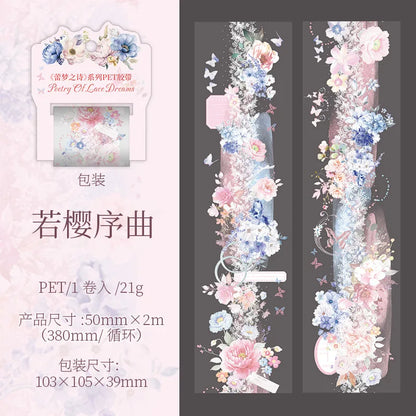 Mr. Paper 1 Roll Lace Flower PET Tape Home Decoration for Scrapbook Frame Phone Case Notebook Phone Case Collage Sticker Gifts
