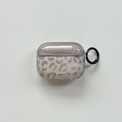 Simple Chic Transparent Grey Leopard Print Pattern Protective Earphone Case Cover for AirPods 1 2 3 4 Pro Pro2 Pro3