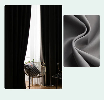 Light Luxury High Grade Bedroom High Blackout Curtain Ins Style Living Room Curtains Green Natural Solid Color Thickened Drapes