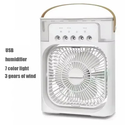 3-in-1 portable humidifying fan, mini USB air conditioning fan with LED night light function, water mist humidification, fun hom