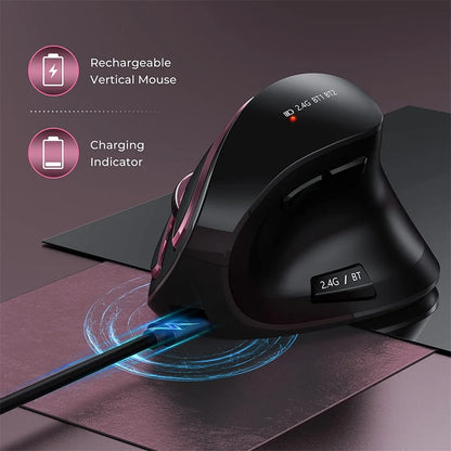JOMAA 2.4G Wireless Mouse Rechargeable Bluetooth Mouse Ergonomic Vertical Mouse for Mac Windows Laptop Tablet Gaming Mause