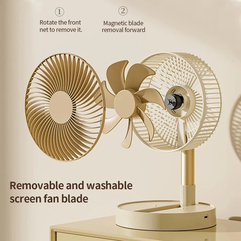 Lenovo USB Foldable Portable Fan 8inch 4 Speeds Timing Battery Operated Mini Floor Fan for Bedroom Indoor or Outdoor Table Fan