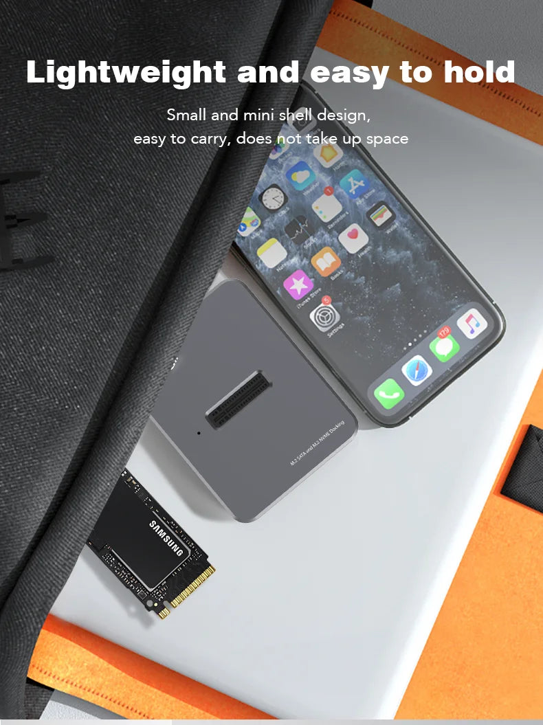 HDD Docking Station M.2 Caddy Box Base Adapter SATA/NVMe SSD Dual Protocol Solid State Mobile Hard Disk Enclosure USB C